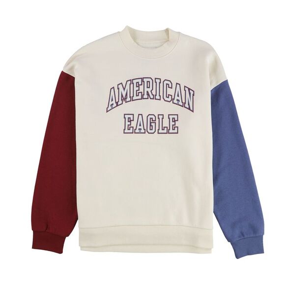 American Eagle Womens Color Block Sweatshirt, Off-White, SAM - Picture 1 of 2
